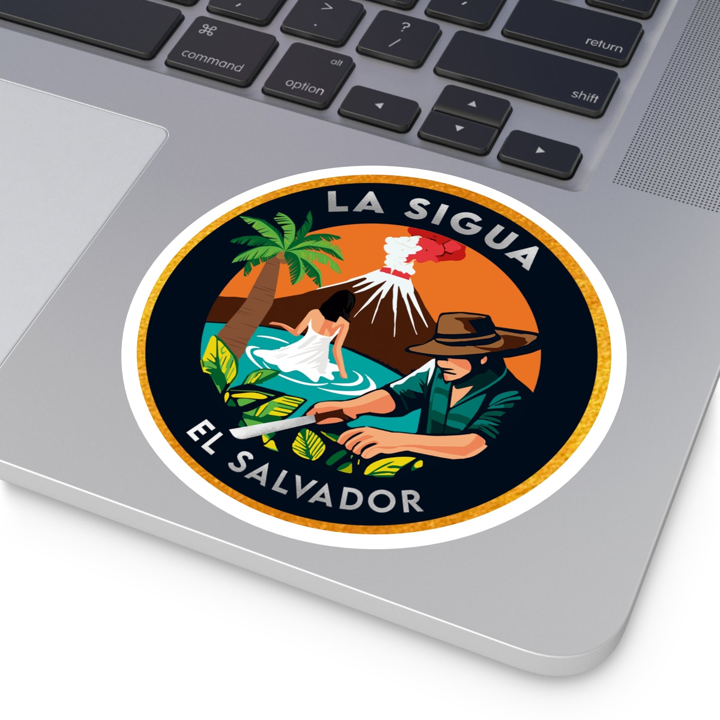 Sticker - La Sigua Logo Orange Background Round Sticker